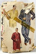 1952 Simplicity Sewing Pattern 4108 Mens 2-Pc Pajamas & Nightshirt 38-40 13755 picture