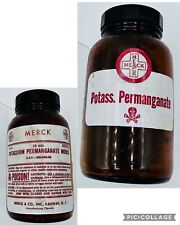 Poison Bottle Skull & Cross Bones Potassium Permanganate Merck & Co. 5”T Bottle picture