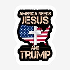 America needs Jesus and Trump sticker decal.  Size 3.25 x 4.5, MAGA, Trump 2024 picture