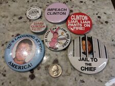 Anti-Bill Clinton Impeach Jail Lying Vintage Pinback Buttons (AH-09) picture