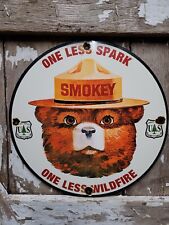 VINTAGE SMOKEY BEAR PORCELAIN SIGN US FOREST SERVICE NATIONAL PARK RANGER FIRE picture