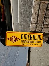c.1955 Original Vintage American Manufacturing Of Texas Sign Metal Porcelain Gas picture