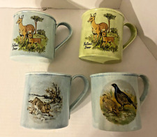 Set of 4 Vintage Wildlife Handmade Ceramic Mugs picture