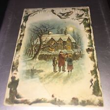 VICTORIAN MAN WITH CHILDREN WINTER CARD picture