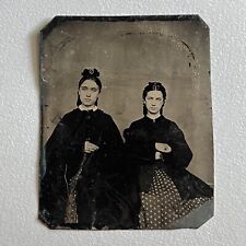 Antique Tintype Photograph Beautiful Young Fashionable Women Matching Sisters picture
