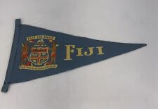 Vintage Fiji  18”/  Fiji National Seal Souvenir Pennant Felt Teal picture