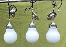 Vtg POP ART LIGHT BULB Shape Glass Lamps Set of 3 Swag HANGING Pendant Light picture