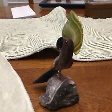 BRAZILIAN GEMSTONE COCKATOO BIRD on AMETHYST & CRYSTAL BASE - Hand Carved picture