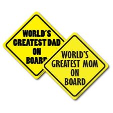 World's Greatest Mom and World's Greatest Dad on Board, Combo 2 Pk Magnet Decal picture