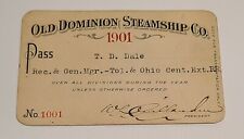 Old Dominion Steamship Co Employee Pass (1901) picture