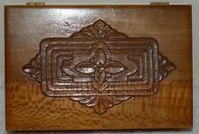 Vintage Hand Carved Wood Box Jewelry Trinket Keepsake Box 7 3/4