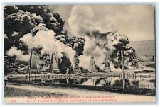 Baku Azerbaijan Postcard Russia Oil Field Smoke Scene 1910's Unposted Antique picture