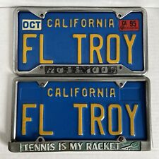 VINTAGE  CALIFORNIA BLUE YELLOW GOLD LICENSE PLATE PAIR SET PERSONALIZED 70s 80s picture