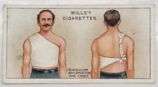 Wills's First Aid TRIANGULAR BANDAGE FOR CHEST Medical VTG Cigarette Card #37 picture