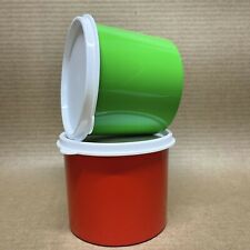 Tupperware Mini Canisters (Set of 2) Christmas Red & Green 2 Cup #4623 New picture