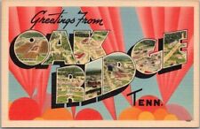 OAK RIDGE Tennessee Large Letter Linen Postcard 