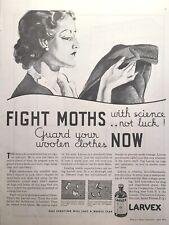Larvex Protects Woolen Clothers Moth Larvae Damage Woman Vintage Print Ad 1933 picture