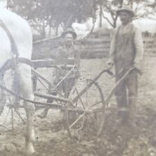 Antique 1904-1918 RPPC AZO Horse Drawn Cultivator Real Photo Postcard picture