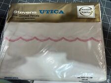Utica by JP Stevens Vintage No Iron Percale Pink White  Twin Flat Sheet NOS picture
