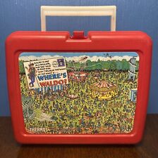VINTAGE 90s WHERE’S WALDO Travel Lunch Box Collectible Promo THERMOS 1990 Red picture