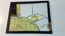 DEJ Glass Magic Lantern Slide Photo DRAWING LITTLE GIRL IN BED BY WINDOW STARRY picture