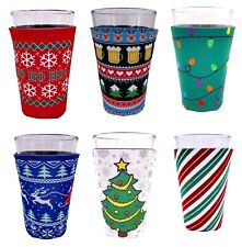 Christmas Holiday Pattern Pint Glass Coolie Variety 6 Party Pack picture
