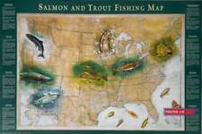 Salmon and Trout Fishing Map 2000 Vintage Poster 24 X 36 picture