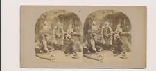 1870's Tan Mount SV Knuckle Down Children Playing Marbles Hat Full of Winnings picture