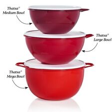 TUPPERWARE 3 PC THATSA BOWL Set 42 32 19 cup Bowls w/Seals in Reds picture