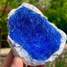 385G Rare Moroccan blue magnesite and quartz crystal coexisting specimen picture
