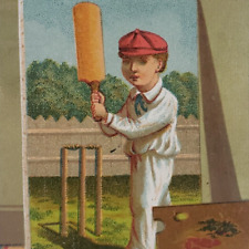 Cricket Player Boy Victorian Trade Card c1885 Philadelphia Gardiner Shoes A579 picture