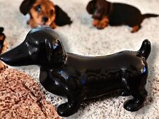 Dachshund Hound, Ceramic, Glossy, Black Dog Figure, Home Decor, Beautiful  picture