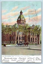 La Crosse Wisconsin Postcard La Crosse Court House Building Horse Carriage 1906 picture