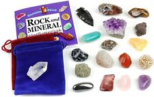 Rock and Mineral Geology Education Collection - 18 Pcs with ID Book+Pouch *USA* picture