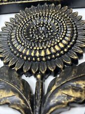 Homco Vintage Black Gold  Wall Sunflower Daisy Floral Plaque Art #7368A picture