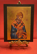 SAINT SPYRIDON,- Wood Orthodox Icon Silkscreen on Cotton Canvas 7×9in picture