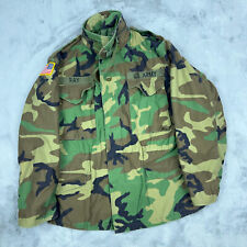 Vintage Military Field Jacket Mens Small Short Woodland Camouflage Cold Weather picture