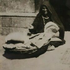 Egyptian Street Vendor Muslima Muslim Woman Boy Basket Vtg 1940s Egypt Photo E95 picture