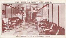 Postcard Lobby Commercial Hotel Bonners Ferry Idaho 1942 PM Moose Bison Mount picture