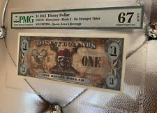 PMG 67 2011 $1 On Stranger Tides Disney Dollar  DIS 158 Block E picture