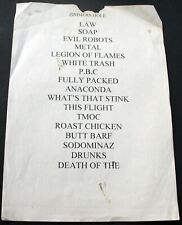 Zimmers Hole Set List Orig Vintage Keep It In The Family Tour Paris 22/3/2003 picture