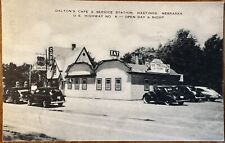 1949 RPPC Postcard - Cafe Service Station- Hastings NE, Street Scene - Old Cars picture