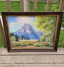Vintage Grand Teton National Park Mt Moran Jackson Hole Wy Oil Painting picture