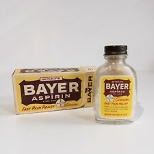 Vintage Bayer Aspirin Glass Bottle with Metal Top NEW - FULL picture