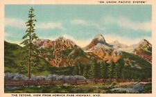 Vintage Postcard The Tetons View From Hoback Pass Highway Wyoming Union Pacific picture