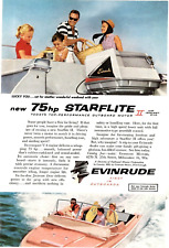 1959 Print Ad Evinrude 75hp Starflite II w Jetstream Drive Outboard Motor Family picture