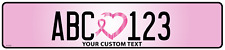 Breast Cancer Awareness Custom Euro Style License Plate (Center Design) picture