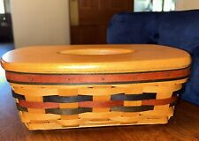 Longaberger 1998 Shades Of Autumn Tissue Basket, Liner, Protector & Wooden Lid. picture