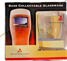 4 Bass Ale Glasses Collectible Reach for Greatness 20 oz NEW IN BOX (s) picture