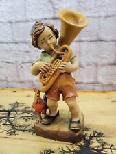 PEMA Italy Boy Playing Tuba Painted Maple Wood Carving Peter Mahlknecht 9